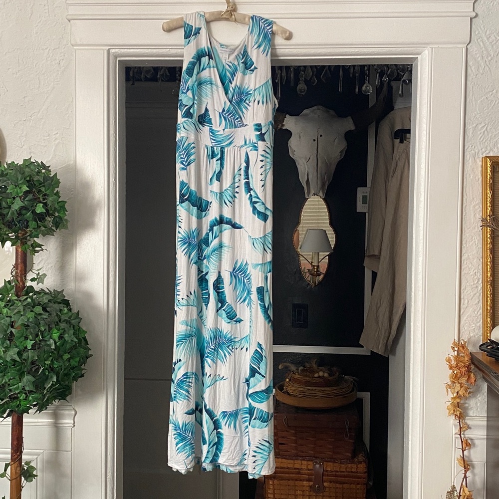 Charter Club Sleeveless Maxi dress with Tropical Palm Print - Picture 9 of 12